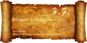 Hinger Fridolin névjegykártya